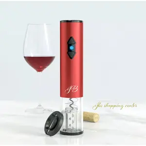 JB Electric Wine Opener - Stainless Steel & Aluminum Alloy - Red Travel Size D48*255mm - Lightweight & Durable - Complete Set with Tin Foil Cutter - Perfect for Parties & Vacations