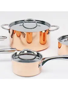 BergHoff Copper, Tri-Ply 6pc Set, D/O & 2 S/Ps, Polished