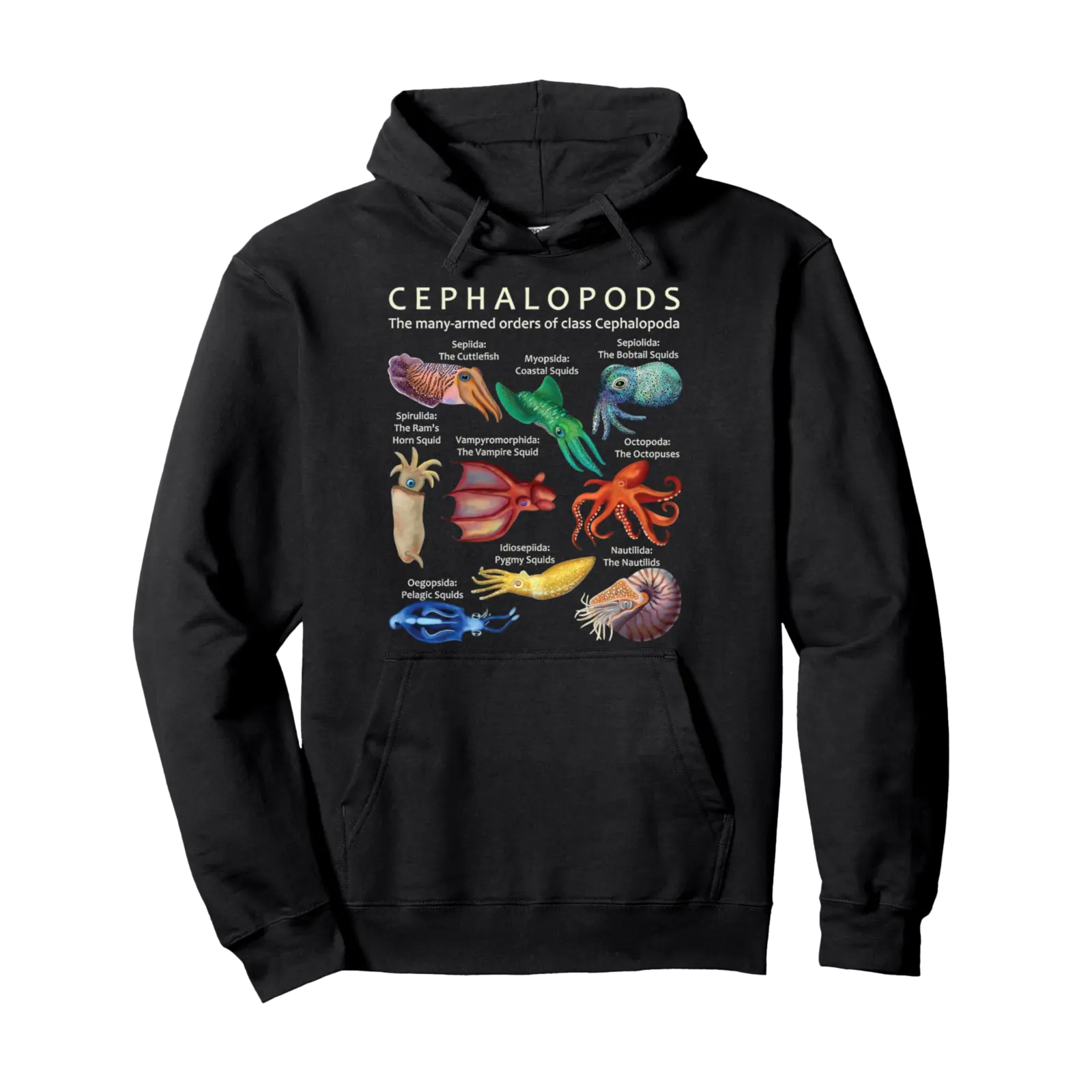 The Cephalopod Octopus Squid Cuttlefish and Nautilus Sea Pullover Hoodie - Hufsakha Shop Ub0cp2flrd7