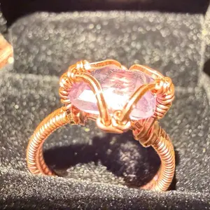 Purple Amethyst Handmade Wire Wrapped Ring with Unique Design and Elegant Finish