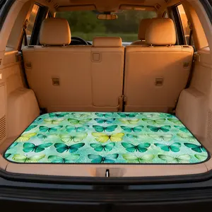 1pc, Car Trunk Cargo Mat Emerald Butterfly Array design , universal boot liner for SUV, sedan, or hatchback, perfect for sports gear, groceries, business trips, and personalized car accessories | Auto Cargo Floor Mat