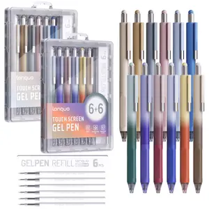 6-Pack Ballpoint Pen 2-in-1 Stylus, Retractable Ballpoint Pen with Stylus Tip, Metal Stylus Pen for Touch Screens, 0.5 mm Black Ink, Compatible with All Touch Screens