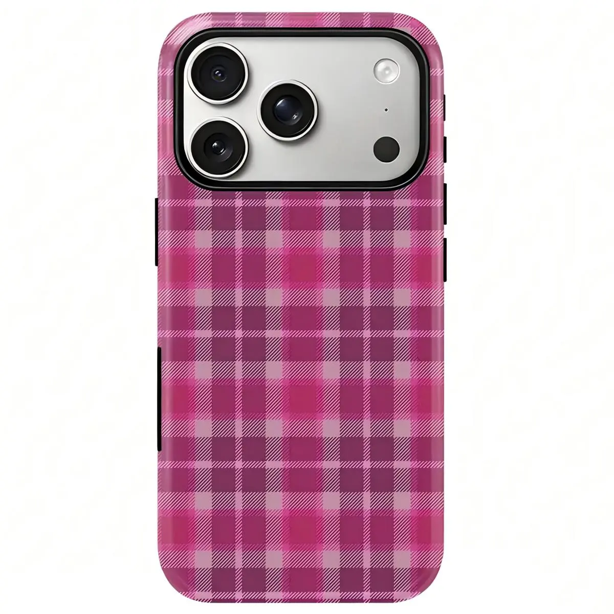 Plaid print phone case, heavy duty shockproof 2 in 1 protective cover for iPhone 17 16 15 14 13 12 11Pro Max series holiday gift simple stylish case