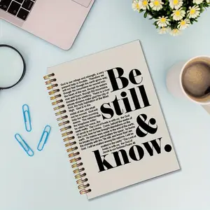 Be Still & Know Letter Pattern Spiral Notebook, 1 Count 50 Pages Inspirational Mental Health Notebook Journal, Gifts for School Counselor Therapist, Daily Devotional Journal