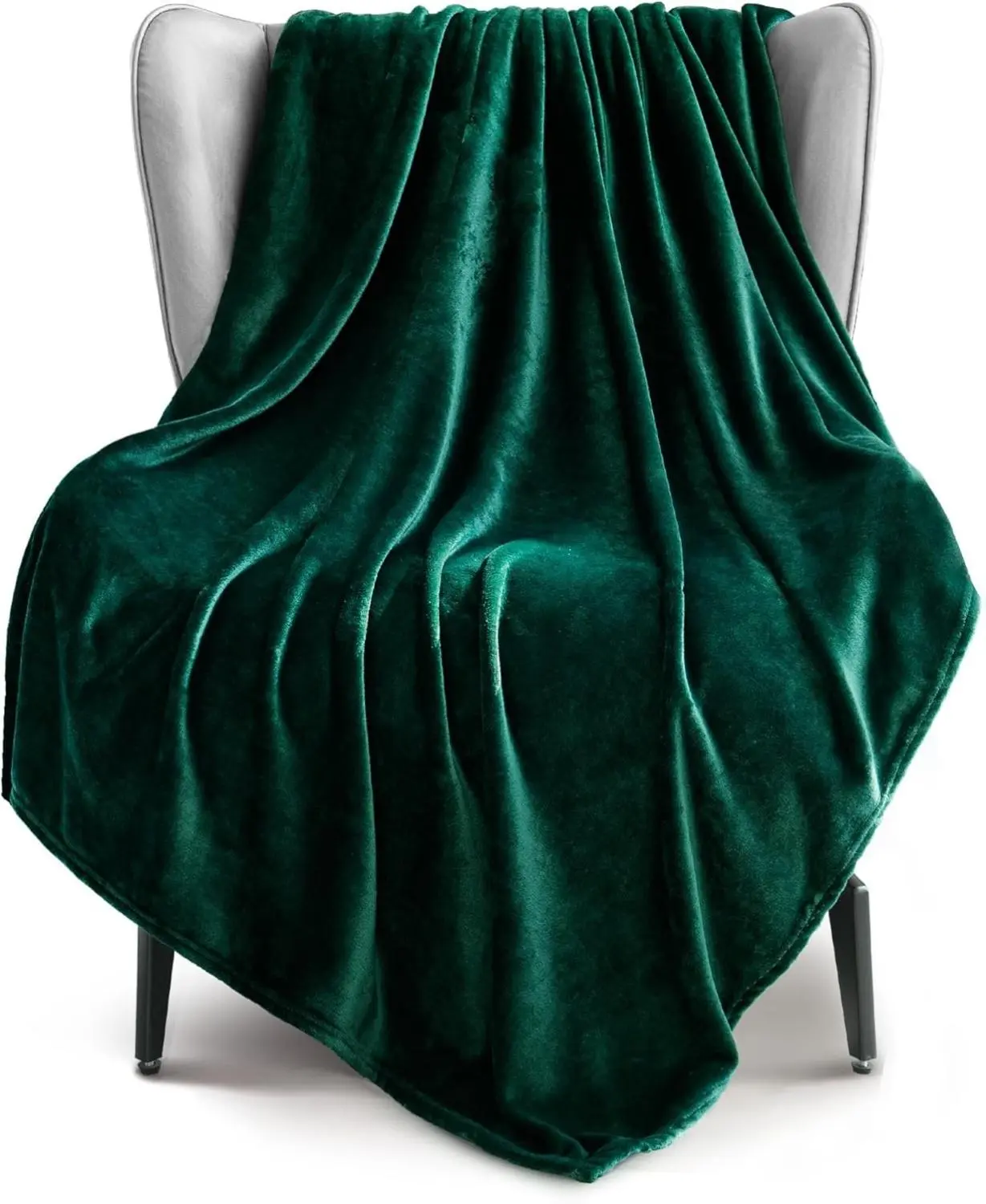 [New Deal]- Extra Large Fleece Throw Blanket for Couch, Sofa, 300GSM Super Soft and Warm Blankets, Forest Green Throw All Season Use, Cozy, Plush, Lightweight, 50x70 Inches