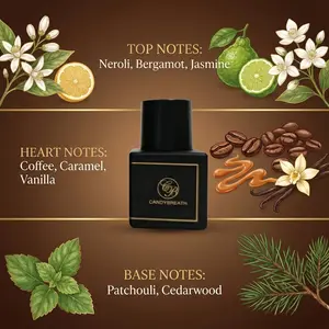 CANDYBREATH Fragrance for Women & Men, Long-Lasting Scent with Notes of Coffee, Caramel and Vanilla, Gourmand Candy Scent. This mild yet spicy cologne features subtle hints of mustard and cedarwood.