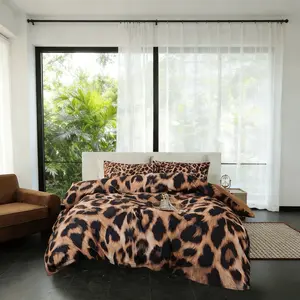 Leopard Print Bedding Set, Including 1*Duvet Cover Without Filler & 2*Pillowcases Without Filler, Soft Polyester Fabric, Multiple Sizes Available, Bedroom Decoration