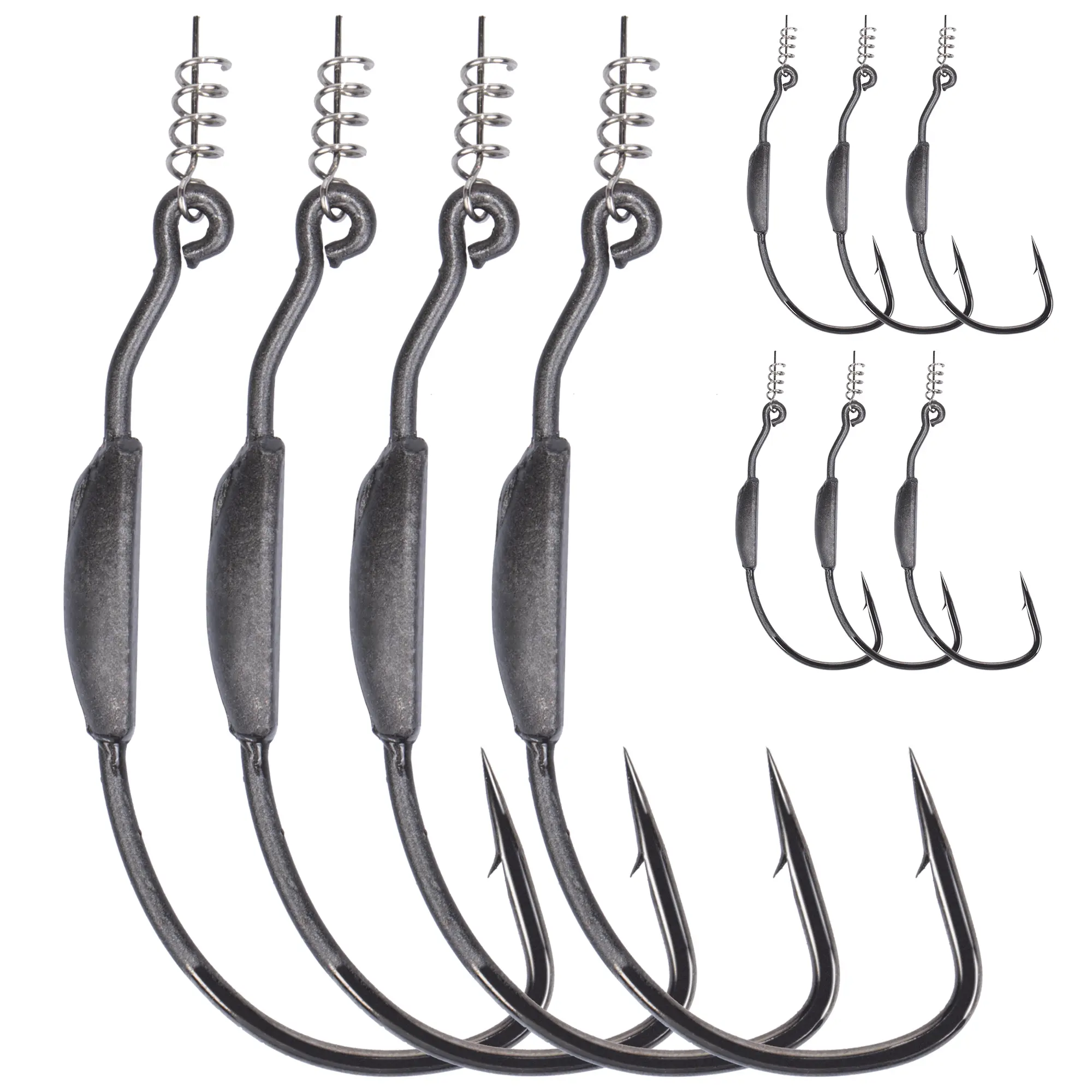 Bombrooster Weighted Twist Lock Fishing Hooks, Offset Weedless Soft Plastic Swimbait Drop Hooks for Bass, 3/0 4/0 5/0 Sizes, Pack of 10