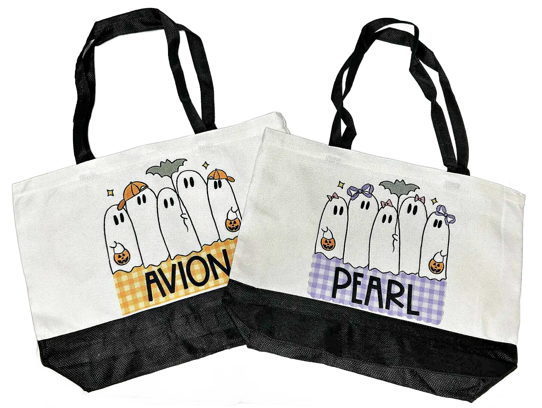 Personalized Halloween Ghost Tote Bag – Custom Trick or Treat Bag for Kids