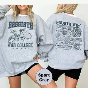 Fourth Wing 4-Leg Dragon Sweatshirt, Dragon Knight Shirt, Basgis War College Shirt, Bookroll Sweater, Book Lover Shirt, Retro Fourth Wing College Sweatshirt