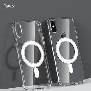 iPhone X Magnetic Transparent Phone Case, Shockproof Airbag, Compatible with Magsafe Wireless Charging, Full Protection for Commute Office Travel
