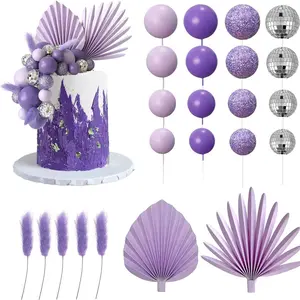 Ball Shaped Cake Decoration Kit, Cake Decoration Supplies, Including Palm Leaves, Ball Shaped Decorations, Party Supplies for Birthday & Wedding, Bakeware