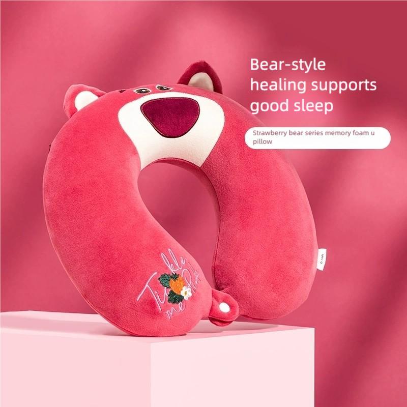 Disney Lotso Bear Series Memory Foam U-Shaped Neck Pillow - Soft Ergonomic Travel Pillow for Airplane Office Home