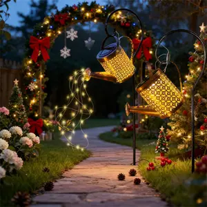 Solar Copper Kettle Light for Outdoor Decor, Warm White LED Waterfall Effect, Waterproof IP44, Auto Sensor, Perfect for Gardens Patios & Festive Displays, Eco-Friendly Gift for Mom Grandma Women