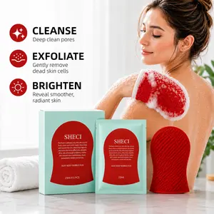 Korean Scrub Mitts - Deep Exfoliating Body Glove for Dead Skin Removal, Bath Personal Accessories for Smoother, Brighter-Looking Skin