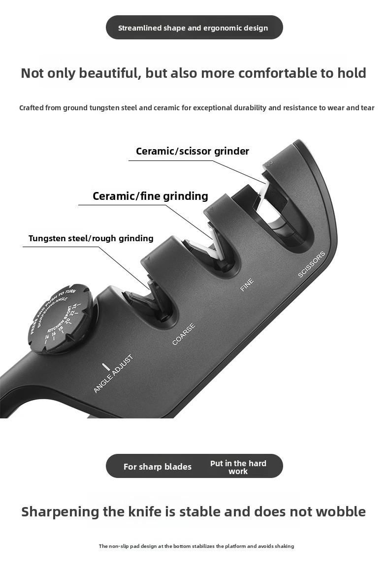 Adjustable Kitchen Knife Sharpener, Manual Tungsten Steel Sharpener, Fast Household Knife Sharpening Tool