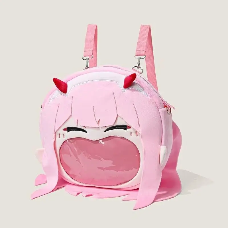 Women's Japanese-Style Velvet Tote Bag - Streetwear Casual Female Multi-Functional Shoulder Handbag with Cute 3D Japanese-Style Cartoon Girl Applique