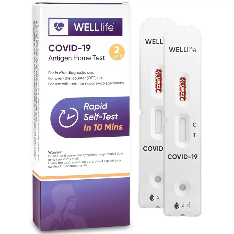 WELL Life Covid-19 Antigen Home Test, 1 Pack, 2 Tests, Covid Home Test FDA Authorised OTC at-Home Test Kit Result in 10 Minutes Non Invasive
