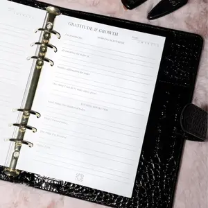 Gratitude & Growth A5 Refill Sheets | Premium Planner Inserts for 6-Ring A5 Binders — 45 Sheets (90 Pages)