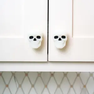 Skull Knob Covers — 4-Pack, Stretch-On Decorative Covers for Cabinet Knobs (Tool-Free, Fits 1”–1.5”)