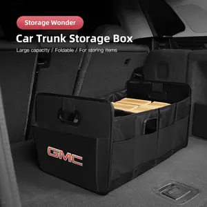 Foldable Car Trunk Leather Storage Box Waterproof Portable Auto Large-Capacity Organizer Bag Tool Accessories For GMC Terrain Sierra Canyon Yukon Acadia Savana Denali AT4 Granite Car Storage Organizers