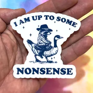 I Am Up to Some Nonsense – Funny Raccoon Vinyl Sticker | Meme, Snarky Mental Health Humor, Planner, Laptop Water Bottle Decal Sticker