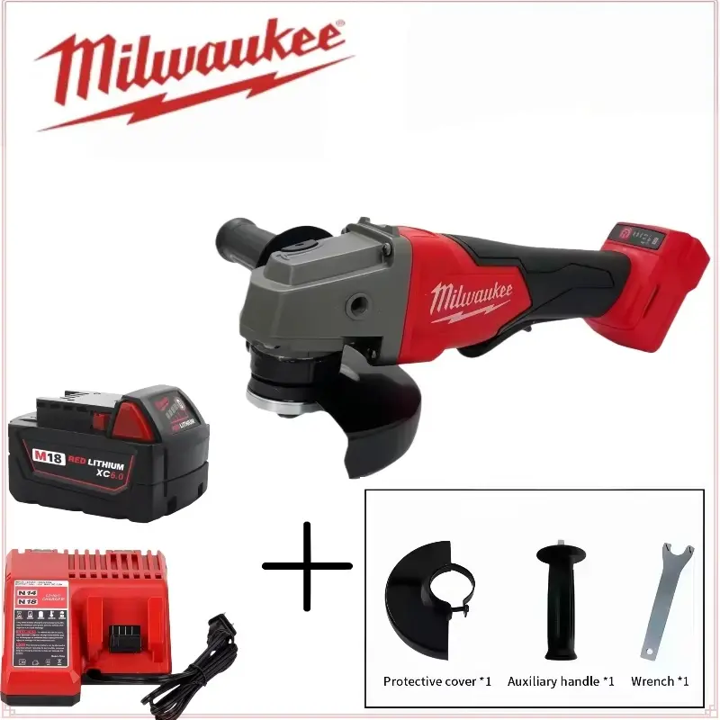 Milwaukee M18 Brushless Cordless Angle Grinder with Protective Cover, Auxiliary Handle, Wrench – Hardware Removable Tool Chest for Fabricators (Metal Cutting, Grinding, Stone Processing)