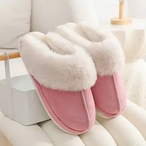 suede  slippers-Women's Cotton Slippers Cozy Memory Foam Slippers Anti-Skid Rubber Sole Fuzzy Slippers Comfortable Warm Scuff Slippers Slip on Winter with Non-Slip Indoor Outdoor Suitable For Women Girl Flipflop warm walking shoe genuine