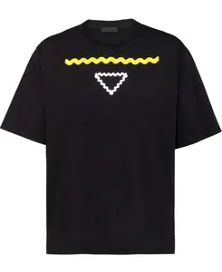 991218 Prada Triangle Print Cotton T Shirt