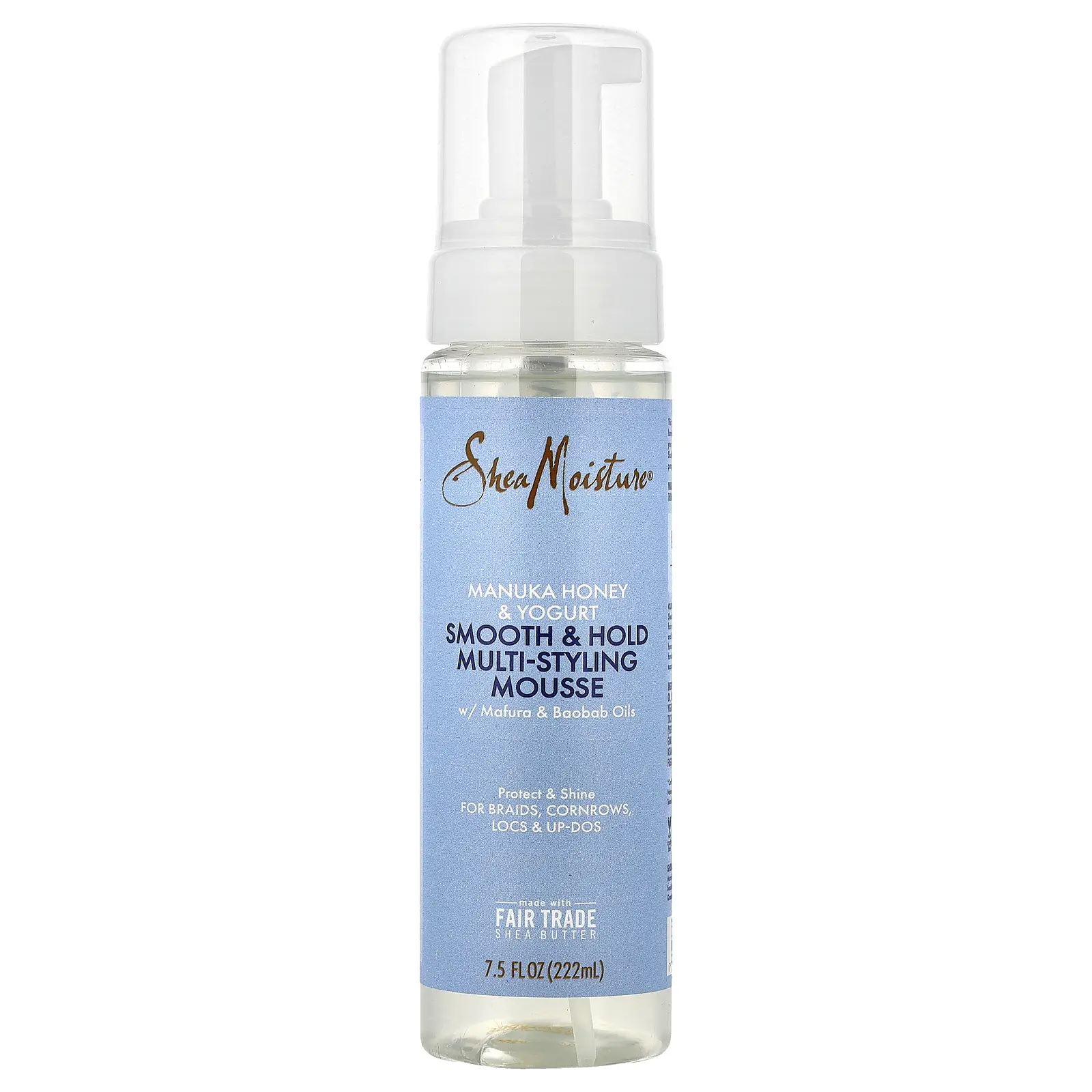 SheaMoisture Manuka Honey & Yogurt, Smooth & Hold Multi-Styling Mousse w/ Mafura & Baobab Oils, 7.5 fl oz (222 ml)