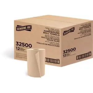 212 MAIN Embossed Absorbent Hardwound Roll Toilet Paper, Brown, Genuine Joe GJO32500 - Pack of 12