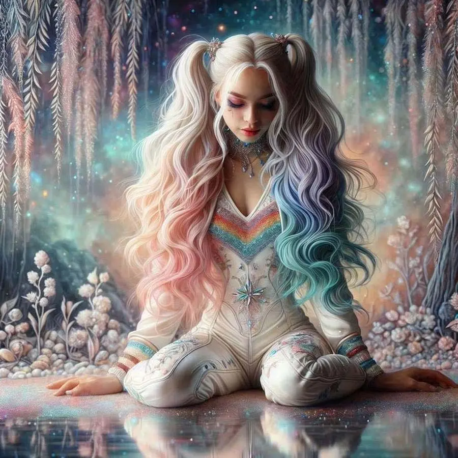 5D DIY Full Drill Round Diamond Painting - Diamond Art Kit Rainbow Long Hair Mosaic, Canvas - DIY Decorative Painting, Home Wall Decor, Suitable for Halloween and Christmas, Birthday and Anniversary Gifts