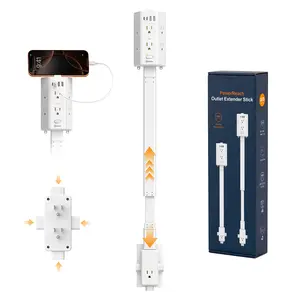 HONIZER Outlet Extender Stick,6 Widely Spaced AC Outlets PD 20W USB-C, Extendable 26"-35.4", 4 Way Extendable Flat 0utlet for Behind Couches, Nightstands, Desks, and Dorm
