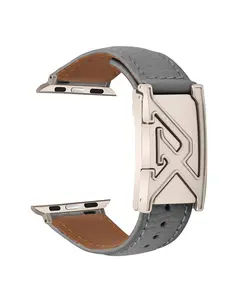 Fashionable Leather Watch Strap, Litchi-Pattern Texture, Smooth Silver Color Letter-Engraved Clasp, All Seasons Accessory