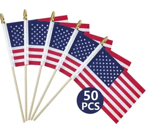 50 Packs Small American Flags on Stick,American Flag for outside 4X6,Mini Flags/Small US Flags/Usa Flag 4Th of July Decorations Outdoor,Fourth of July Decorations for Home,Memorial Day Decor YADOO