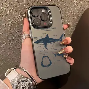 Phone case: Colorful Silvery. Cute Shark Structure Pattern Phone Case, Compatible with iPhone 17/16/15/14/13/12/11/XS/XR/X/7/8 Plus/Pro/Max/ - Creative Fashion Design  Full-Body Anti-Drop Protective Cover for Men and Women as a Gift to Friends or