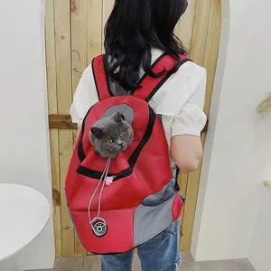 Double Shoulder Dog Cat Carrier Backpack, Breathable Mesh Front Facing Pet Travel Bag, Portable for Hiking Outdoor