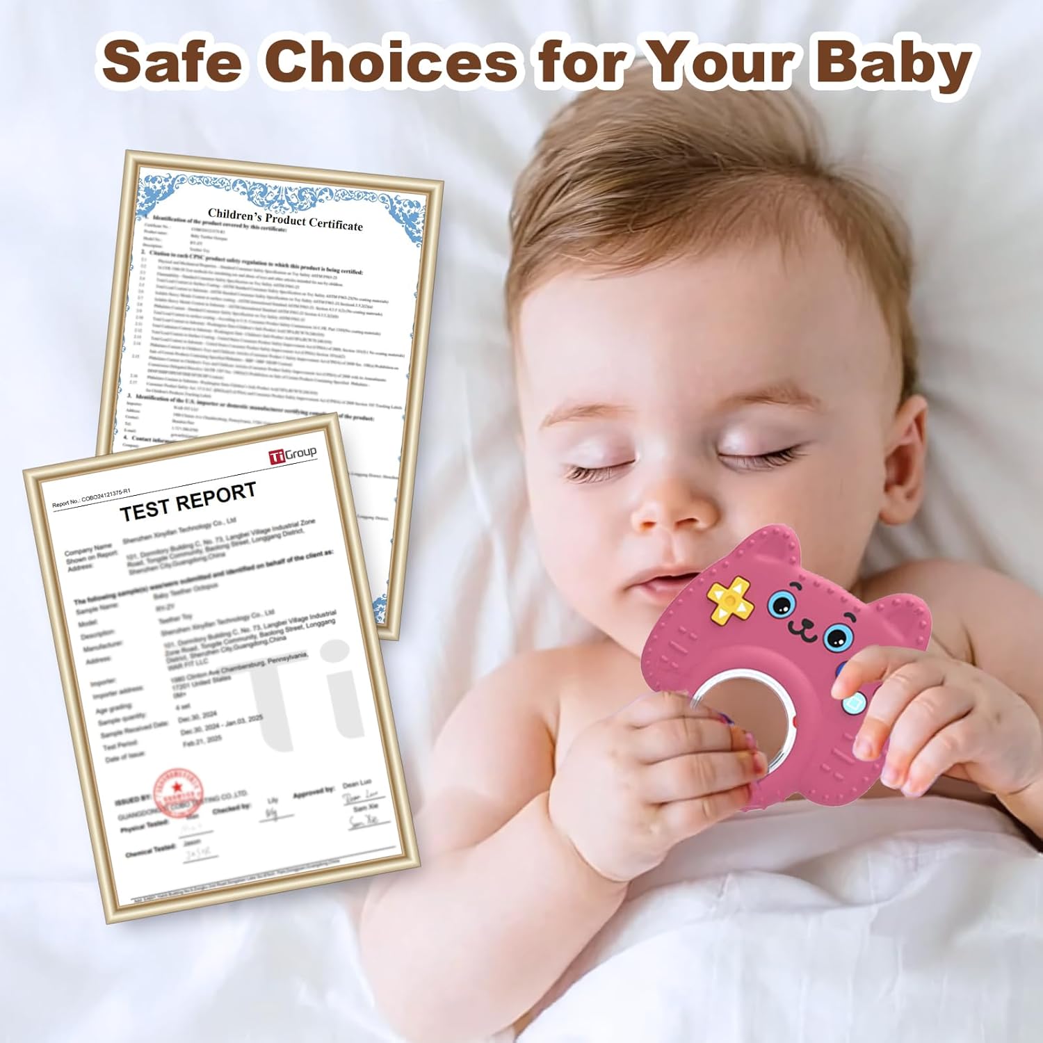 Baby Teething Toys for Infants 0-6-12 Months, Silicone Remote Control Teether Toy, Sensory Chew Rattle for Babies, BPA Free Teething Relief Toy for Newborn Boys & Girls, Pink