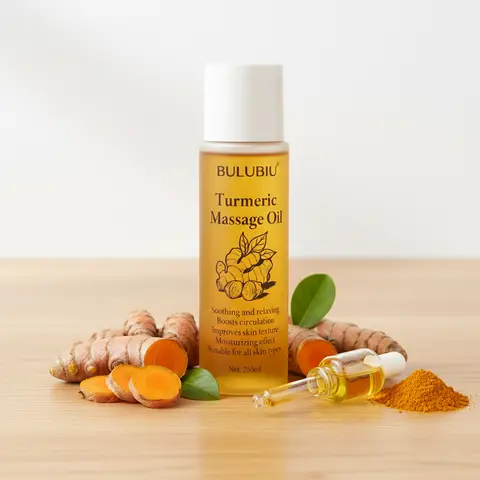 Turmeric Curcumin Massage Oil - Naturally Derived Hydrating Nourishing Liquid Body Care Oil, for Lymphatic Drainage, Improved Circulation, Muscle Warmth, Cracked Heels Soothing, Spa Gift for Parents, Contains Neither Harmful Additives
