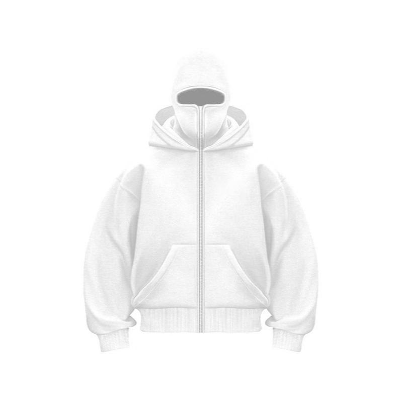 Balaclava Jacket Zip Up Fashion Double Layer Hoodie Hip Hop Outerwear for Men Women Long Sleeve Pullover Tops with Hidden Mask Sweatshirts Menswear hoodies