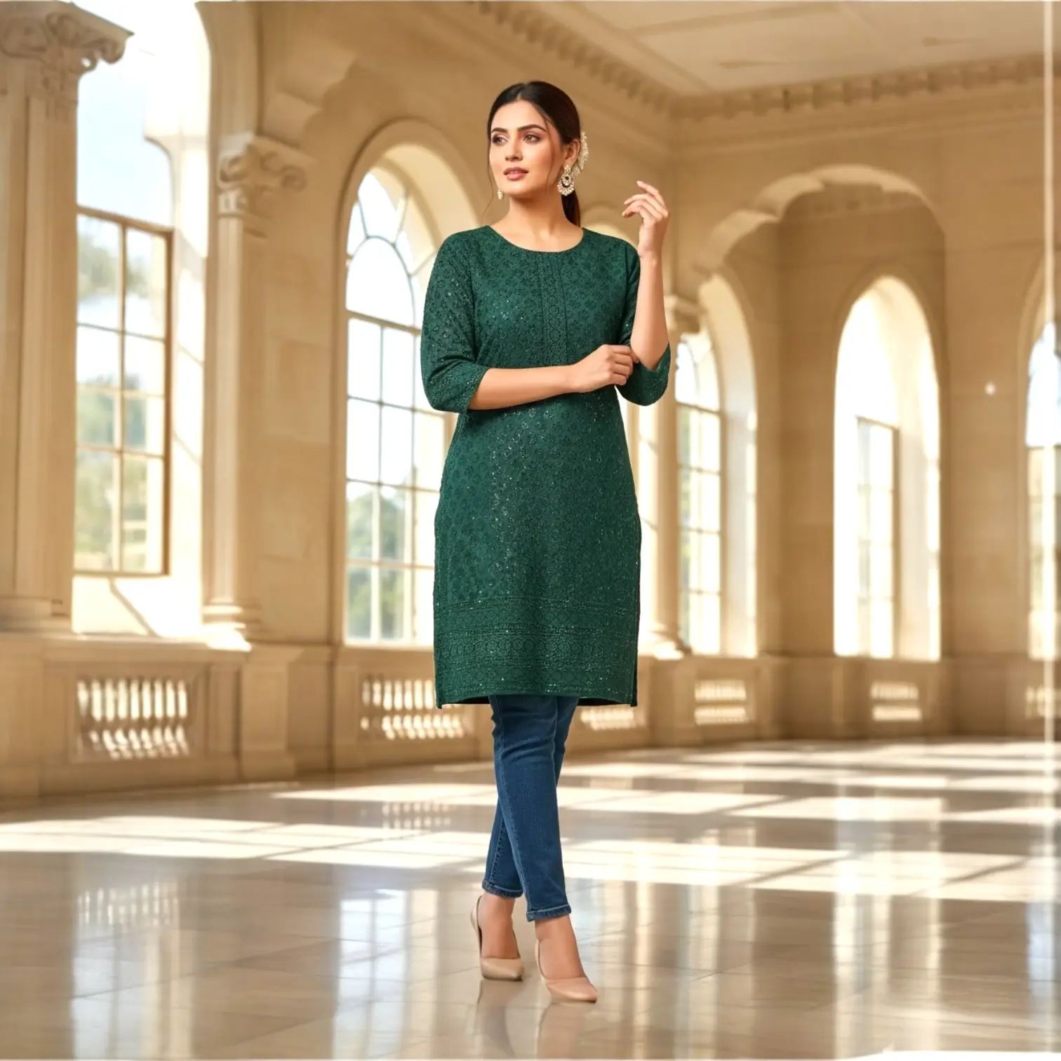 Palak creation chikankari women’s kurti top only Palak creation chikankari women’s kurti top only