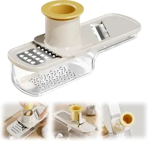 Multifunctional Garlic Grinder & Mandoline Slicer - 2026 New Mini Ginger Garlic Grinding Planer, Hand Press Vegetable Chopper Tool with Container #VegetableChopper
