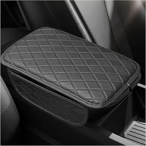 PU Leather Car Armrest Cover with Side Storage Bag, Multi-Functional Car Interior Pad, Anti-Scratch and Wear Resistant, All Seasons Use