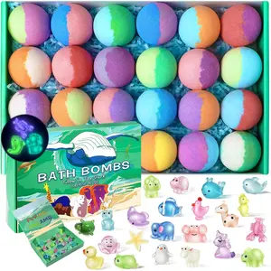 Bath Bombs for Kids with Toys Inside - 24 Pack Kid Bath Bombs with Glow in The Dark Surprise Toys Inside, Child-Safe Natural Bath Bombs, Birthday Gifts for Kids Girls Boys, Organic Bubble Bath Fizzy outdoorfun