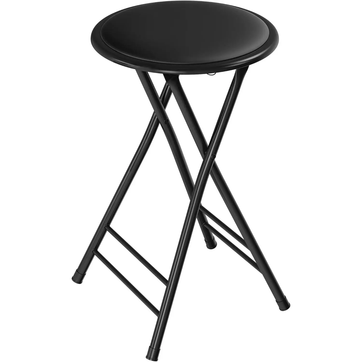 Backless Folding Stool with 225lb Capacity for Kitchen or Rec Room Portable Indoor Counter Bar Stools 24-Inch Black