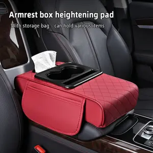 Car armrest storage bag, multi-functional 4-in-1 mat, suitable for car armrests, car storage bags, car center console organizers, and includes cup holders and phone holders, ideal for long-distance driving trips.
