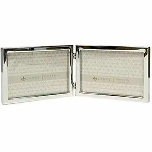 Silver Metal Border Photo Frame - 6x4 in. Hinged Double Photo Frame for Home Decor, Room Decor