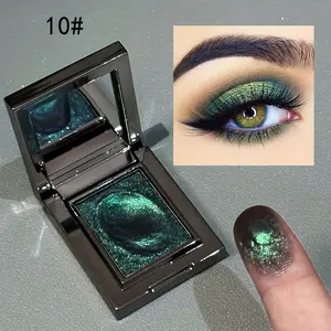 HERORANGE Green Eyeshadow Pearlescent/Metallic/Matte Multi-effect Eyeshadow High Color Rendering No Powder Flying 24-hour Waterproof Long-lasting Makeup Beginner Eyeshadow Palette Music Festival Party Stage Makeup Blue and Green Two-piece Set