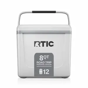 RTIC Road Trip 8 Qt Hard-Sided Personal Cooler, Fits 12 Cans, White & Grey