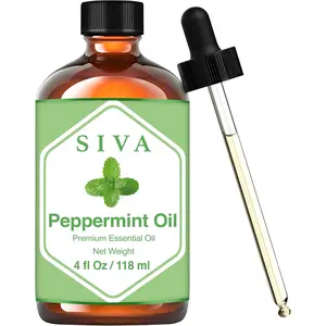 SIVA Peppermint Essential Oil - 4 Fl Oz – Natural Peppermint Oil - for Diffuser, Face, Skin Care, Aromatherapy, Hair Care, Scalp and Body Massage - with Dropper